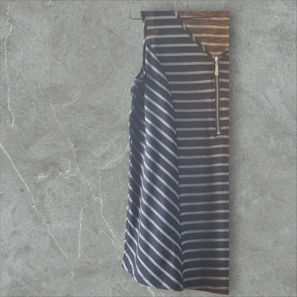 Ava James Blue Striped Tank Top with Flared Hem - Picture 3 of 6